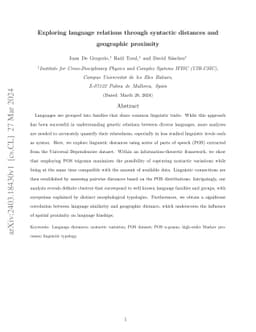 Exploring language relations through syntactic distances and geographic
  proximity