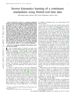 Inverse kinematics learning of a continuum manipulator using limited
  real time data