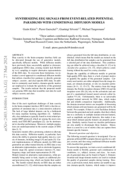 Synthesizing EEG Signals from Event-Related Potential Paradigms with
  Conditional Diffusion Models