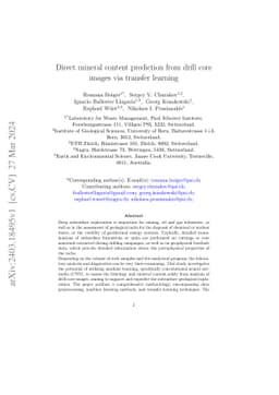 Direct mineral content prediction from drill core images via transfer
  learning
