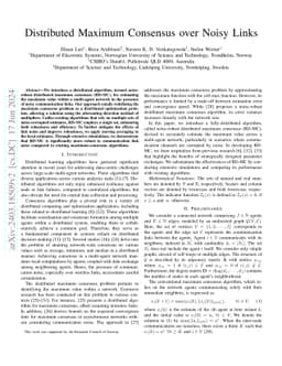 Distributed Maximum Consensus over Noisy Links