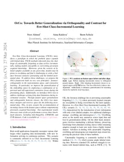 OrCo: Towards Better Generalization via Orthogonality and Contrast for
  Few-Shot Class-Incremental Learning