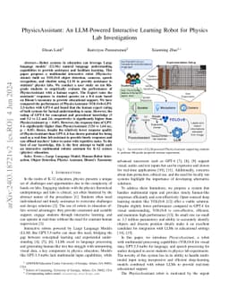 PhysicsAssistant: An LLM-Powered Interactive Learning Robot for Physics
  Lab Investigations