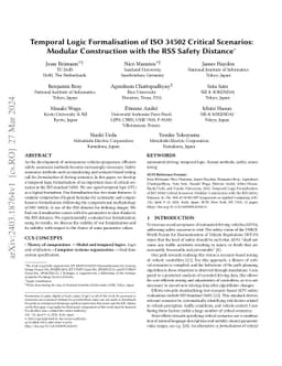 Temporal Logic Formalisation of ISO 34502 Critical Scenarios: Modular
  Construction with the RSS Safety Distance