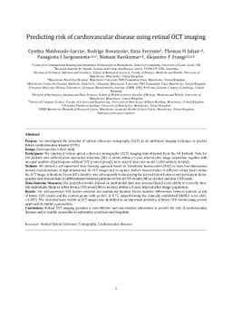 Predicting risk of cardiovascular disease using retinal OCT imaging