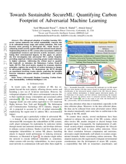 Towards Sustainable SecureML: Quantifying Carbon Footprint of
  Adversarial Machine Learning