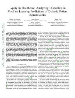 Equity in Healthcare: Analyzing Disparities in Machine Learning
  Predictions of Diabetic Patient Readmissions