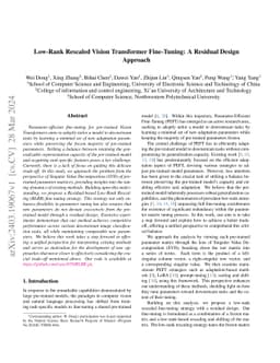 Low-Rank Rescaled Vision Transformer Fine-Tuning: A Residual Design
  Approach