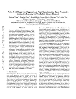 PoCo: A Self-Supervised Approach via Polar Transformation Based
  Progressive Contrastive Learning for Ophthalmic Disease Diagnosis