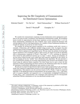 Improving the Bit Complexity of Communication for Distributed Convex
  Optimization