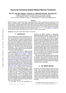 Improving Vietnamese-English Medical Machine Translation