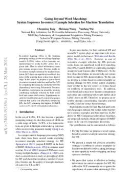 Going Beyond Word Matching: Syntax Improves In-context Example Selection
  for Machine Translation