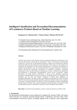Intelligent Classification and Personalized Recommendation of E-commerce
  Products Based on Machine Learning