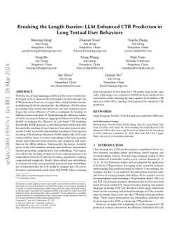 Breaking the Length Barrier: LLM-Enhanced CTR Prediction in Long Textual
  User Behaviors