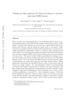 Scaling up ridge regression for brain encoding in a massive individual
  fMRI dataset