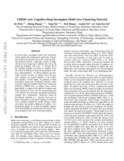 CDIMC-net: Cognitive Deep Incomplete Multi-view Clustering Network