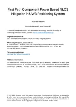 First path component power based NLOS mitigation in UWB positioning
  system
