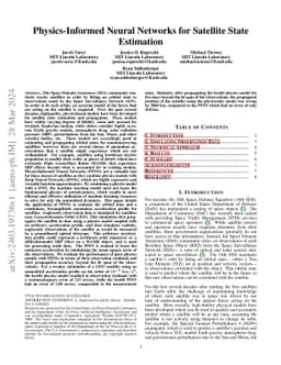 Physics-Informed Neural Networks for Satellite State Estimation