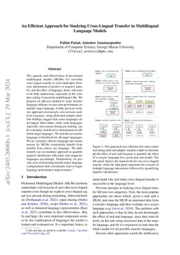An Efficient Approach for Studying Cross-Lingual Transfer in
  Multilingual Language Models