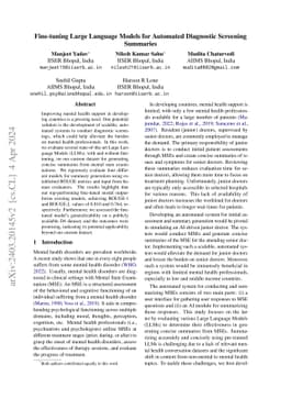 Fine-tuning Large Language Models for Automated Diagnostic Screening
  Summaries