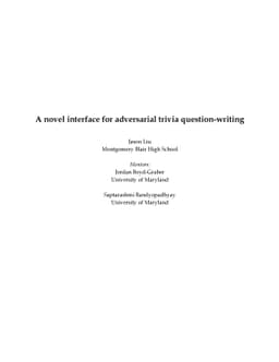 A novel interface for adversarial trivia question-writing