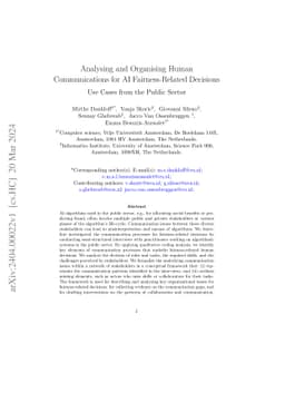 Analysing and Organising Human Communications for AI Fairness-Related
  Decisions: Use Cases from the Public Sector