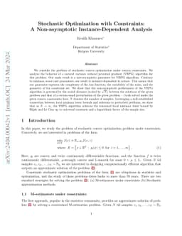 Stochastic Optimization with Constraints: A Non-asymptotic
  Instance-Dependent Analysis