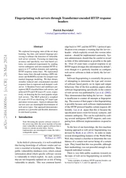 Fingerprinting web servers through Transformer-encoded HTTP response
  headers