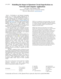 Modelling the Impact of Quantum Circuit Imperfections on Networks and Computer Applications