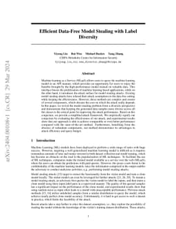 Efficient Data-Free Model Stealing with Label Diversity