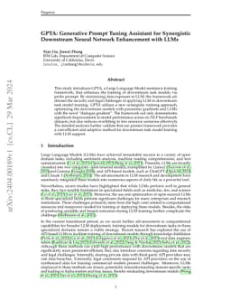 GPTA: Generative Prompt Tuning Assistant for Synergistic Downstream
  Neural Network Enhancement with LLMs