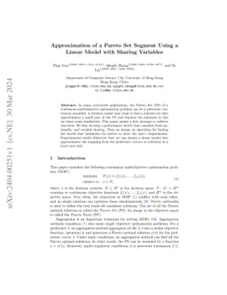 Approximation of a Pareto Set Segment Using a Linear Model with Sharing
  Variables