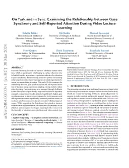 On Task and in Sync: Examining the Relationship between Gaze Synchrony
  and Self-Reported Attention During Video Lecture Learning