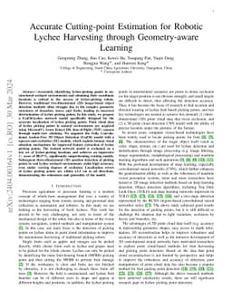 Accurate Cutting-point Estimation for Robotic Lychee Harvesting through
  Geometry-aware Learning