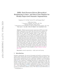DHR: Dual Features-Driven Hierarchical Rebalancing in Inter- and
  Intra-Class Regions for Weakly-Supervised Semantic Segmentation