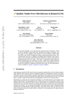 QuaRot: Outlier-Free 4-Bit Inference in Rotated LLMs