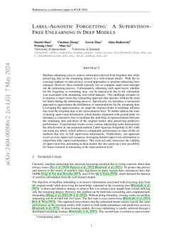Label-Agnostic Forgetting: A Supervision-Free Unlearning in Deep Models