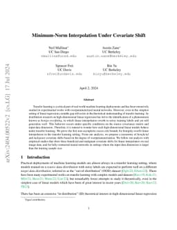 Minimum-Norm Interpolation Under Covariate Shift