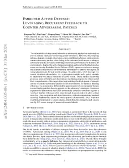 Embodied Active Defense: Leveraging Recurrent Feedback to Counter
  Adversarial Patches