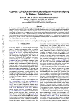 CuSINeS: Curriculum-driven Structure Induced Negative Sampling for
  Statutory Article Retrieval