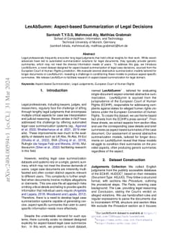 LexAbSumm: Aspect-based Summarization of Legal Decisions