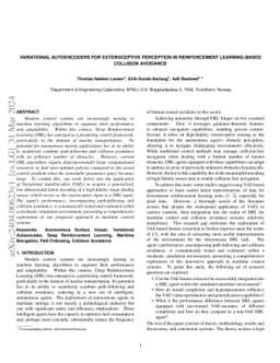 Variational Autoencoders for exteroceptive perception in reinforcement
  learning-based collision avoidance