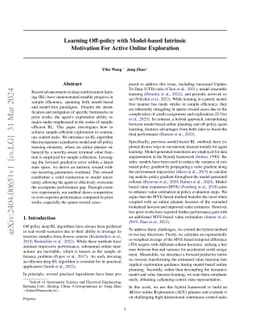 Learning Off-policy with Model-based Intrinsic Motivation For Active
  Online Exploration