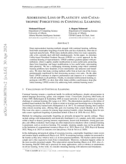 Addressing Loss of Plasticity and Catastrophic Forgetting in Continual
  Learning