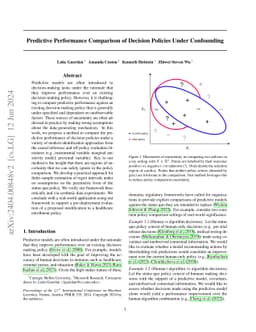 Predictive Performance Comparison of Decision Policies Under Confounding