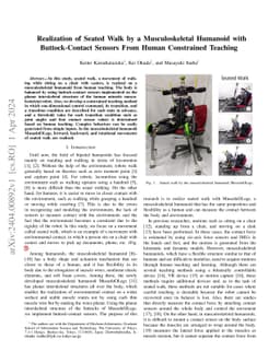 Realization of Seated Walk by a Musculoskeletal Humanoid with
  Buttock-Contact Sensors From Human Constrained Teaching