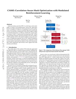 CAMO: Correlation-Aware Mask Optimization with Modulated Reinforcement
  Learning