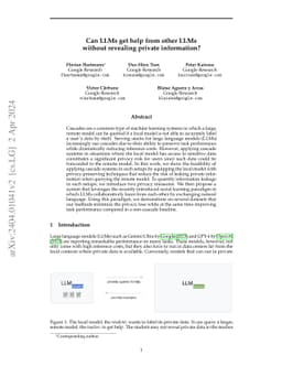 Can LLMs get help from other LLMs without revealing private information?