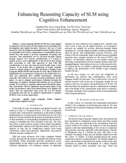 Enhancing Reasoning Capacity of SLM using Cognitive Enhancement