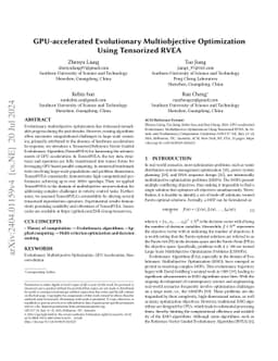 GPU-accelerated Evolutionary Multiobjective Optimization Using
  Tensorized RVEA